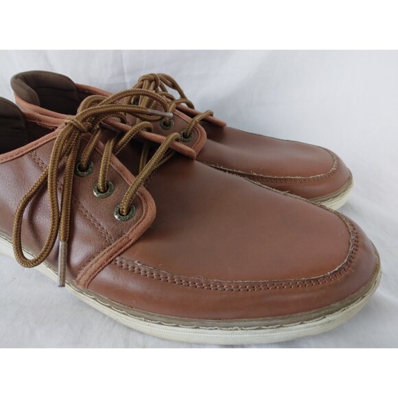 Skechers 65270 Brown Leather Shoes Loafers Boat Shoes Memory Foam Mens Size 8.5 - Picture 3 of 11
